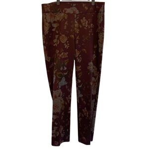 Laura Petites Dark Maroon and Floral Dress Pants Women's Size 14
